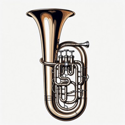 Illustrated Tuba on White Background