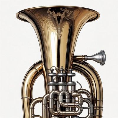 Detailed Brass Tuba Illustration