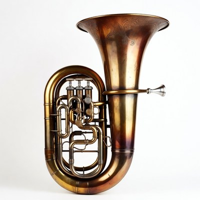 Brass Euphonium on White Background