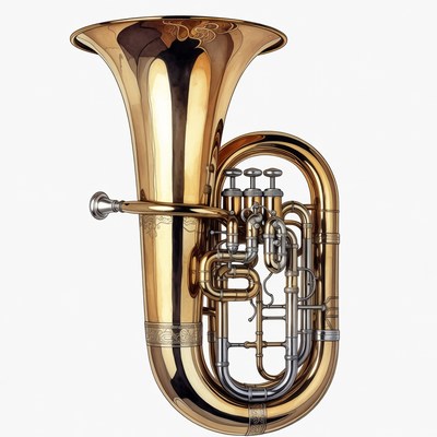 Shiny Brass Tuba Instrument