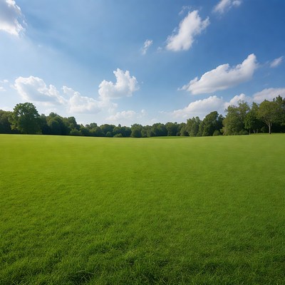 Vast Green Field Under Blue Sky