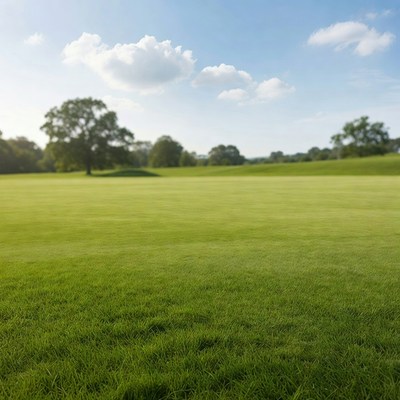 Vast Green Field Under Blue Sky
