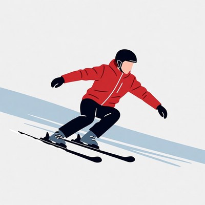 Man skiing down snowy slope