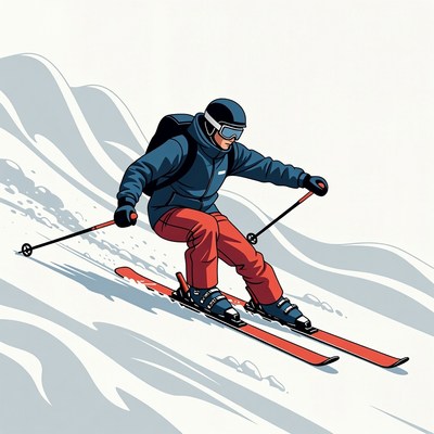 Man skiing down snowy slope