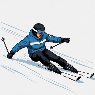 Man skiing down snowy slope