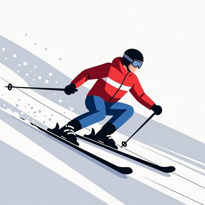Man skiing down snowy slope