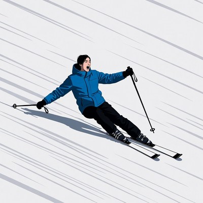 Man skiing down snowy slope