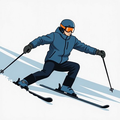Man skiing down snowy slope