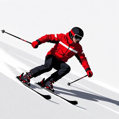 Man skiing down snowy slope