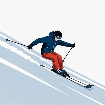 Man skiing down snowy slope