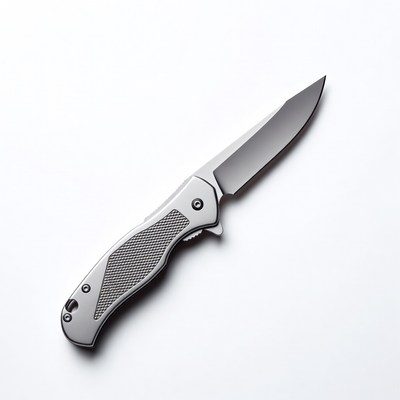 Silver folding pocket knife
