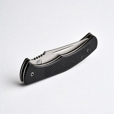 Open Black Folding Pocket Knife