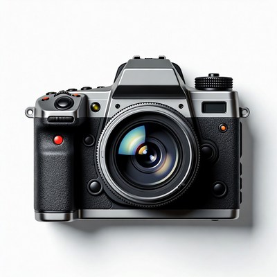 Silver DSLR Camera Illustration