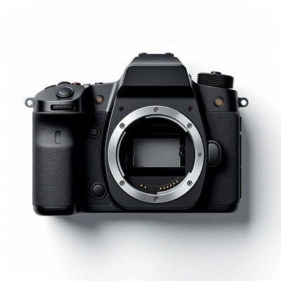 Black DSLR Camera Top View