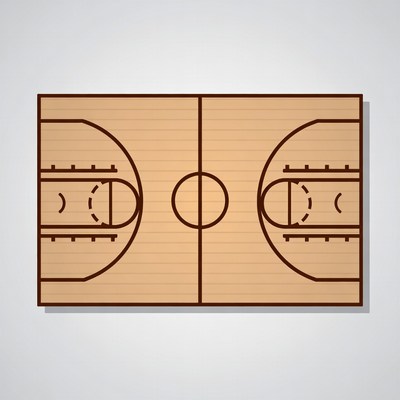 Basketball Court Outline Illustration