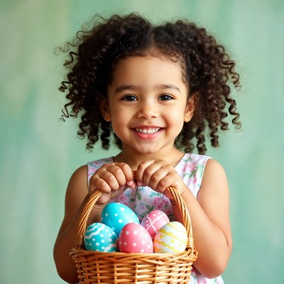 Black girl holding Easter basket