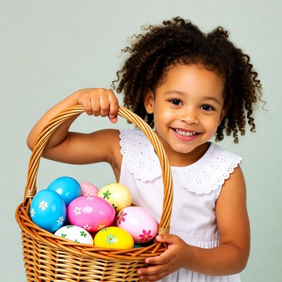 Black girl holding Easter basket