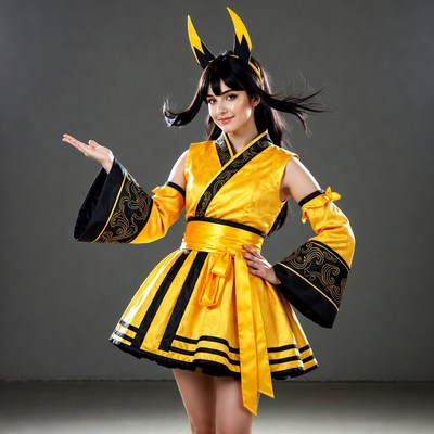 Asian woman in Pikachu cosplay