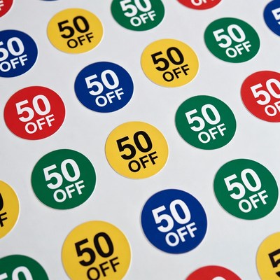 Colorful 50% Off Sale Stickers