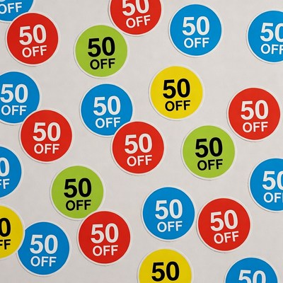 Colorful 50% Off Sale Stickers