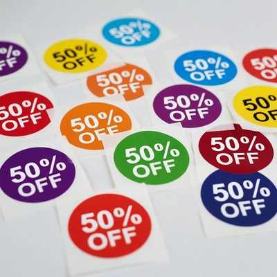 Colorful 50% Off Sale Stickers
