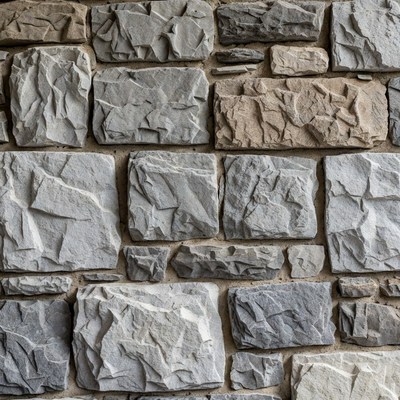 Rustic Gray Stone Brick Wall