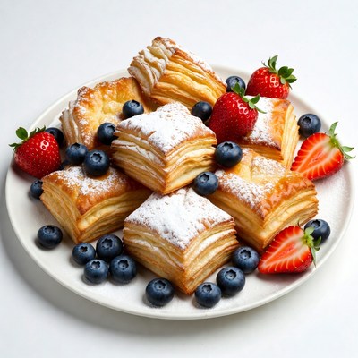 Danish Pastries with Strawberries and Blueberries