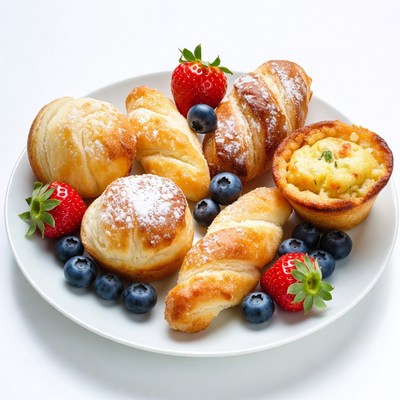 Pastries with Strawberries and Blueberries
