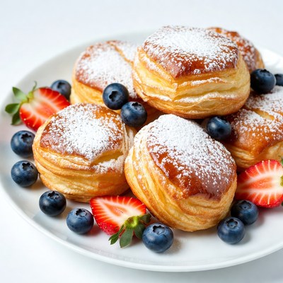 Danish Pastries with Blueberries Strawberries