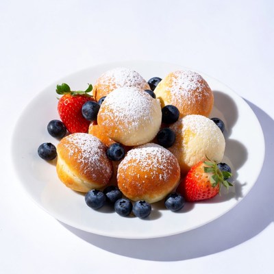 Doughnuts with Strawberries and Blueberries