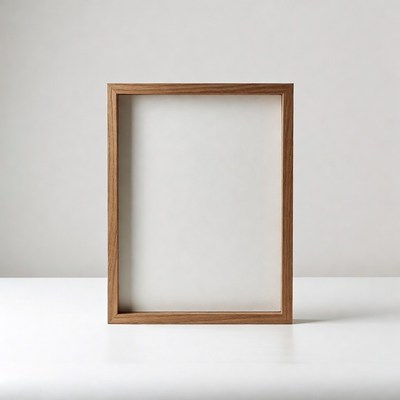 Wooden Picture Frame Empty White Background