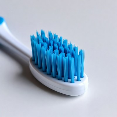 Blue toothbrush on white background