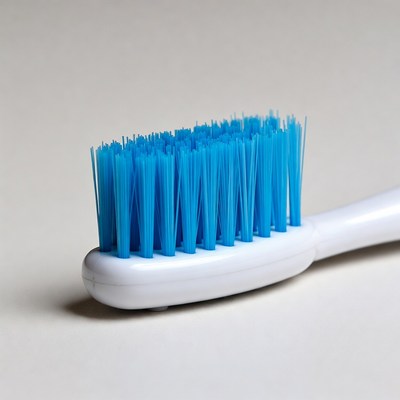 Blue bristles toothbrush on white handle