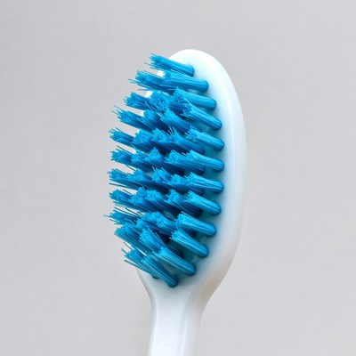 Blue toothbrush on white background