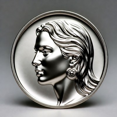 Silver coin with woman's profile