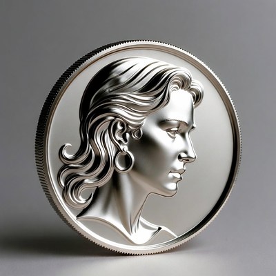 Silver coin with woman's profile