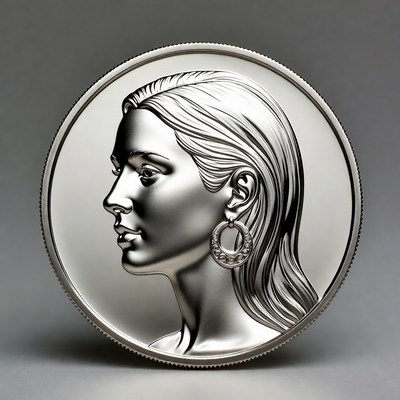 Silver coin with woman's profile