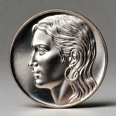 Silver coin with woman's profile