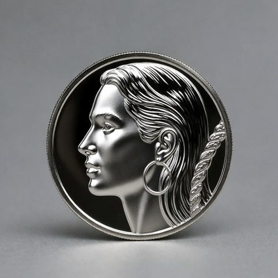Silver coin with woman's profile