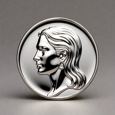 Silver coin with woman's profile