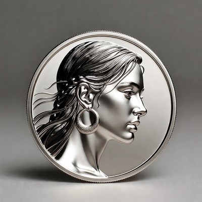Silver coin with woman's profile