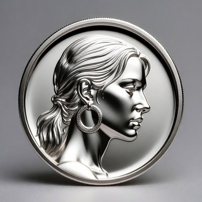 Silver coin with woman's profile