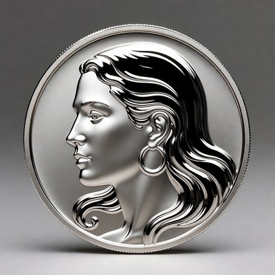 Silver coin with woman's profile