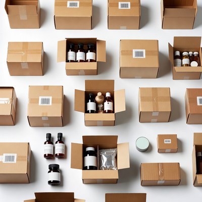 Assortment of open cardboard boxes