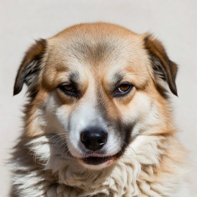 Closeup of fluffy German Shepherd dog