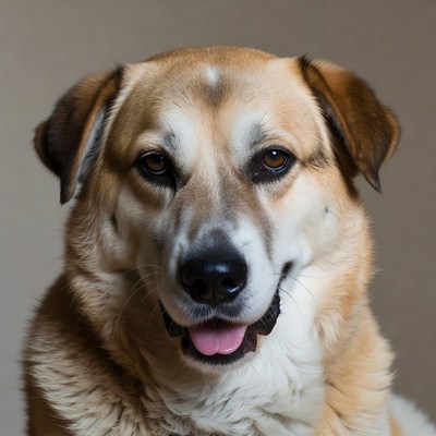 Smiling fawn German Shepherd dog