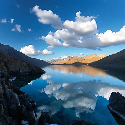 Mountain Lake with Clear Reflection
