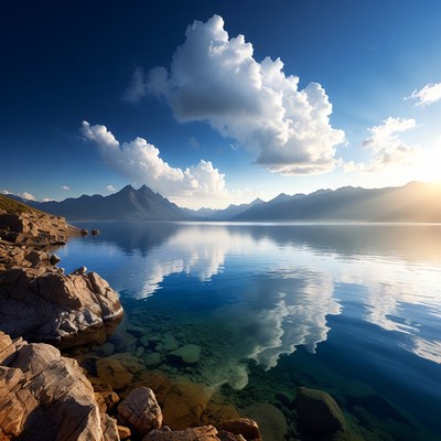 Mountain Lake with Sunset Reflections