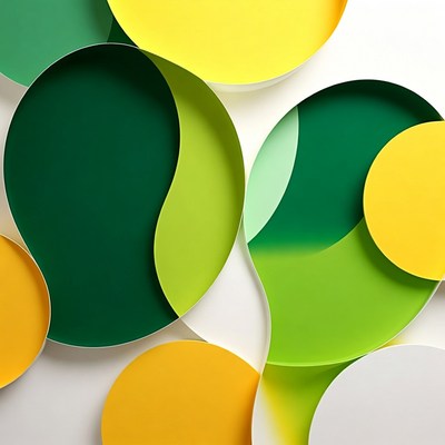 Overlapping Green Yellow Paper Circles