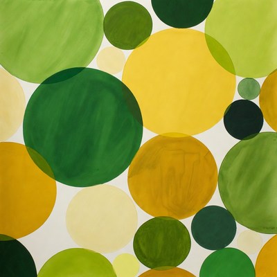 Colorful Green Yellow Circles Abstract